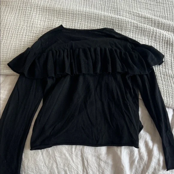 Black Ruffled Long Sleeve Top - Picture 3 of 3